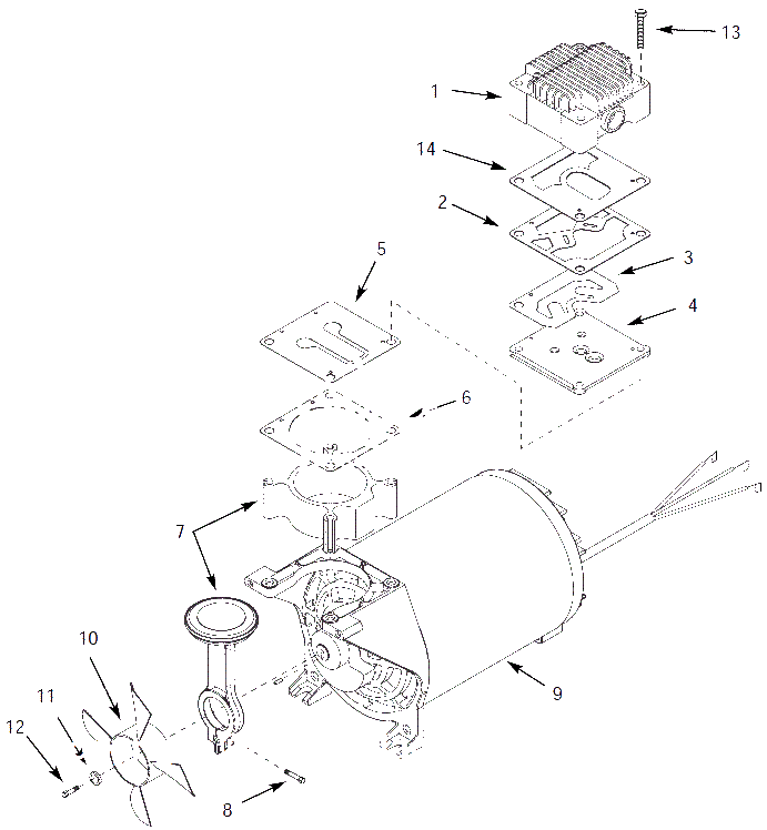 Pump Parts Diagram and Parts List for WL505808  Campbell Hausfeld Compressor